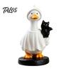 Talos Halloween Gås Figur, Heks Hat Harpiks Ornament, Sød Spøgelse Statue til Bordplade Kaminhylde Feriedekoration