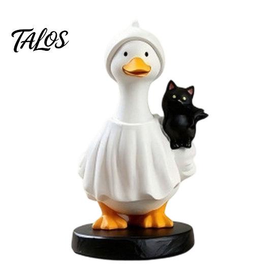 Talos Halloween Gås Figur, Heks Hat Harpiks Ornament, Sød Spøgelse Statue til Bordplade Kaminhylde Feriedekoration