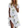Women's Casual Fashion Stand Collar Floral Print Short Sleeve Dress