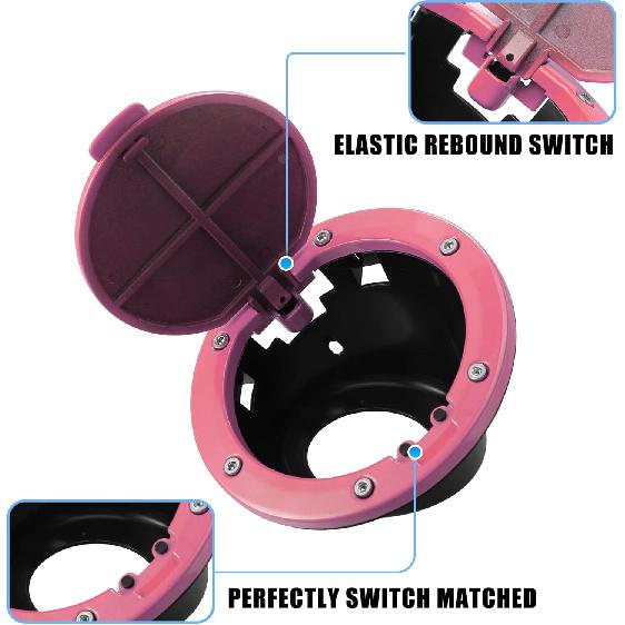 X AUTOHAUX Pink Aluminum Alloy ABS Gas Fuel Filler Door Cover for Jeep Wrangler JK JKU Sport Rubicon Sahara Unlimited 2007-2018 Fuel Filler Cover