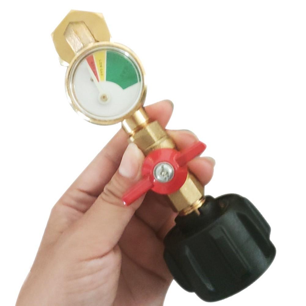 For 1Lb Tank Propane Refill Adapter Brass Elbow with Gauge and Control Valve