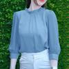 ZANZEA Women Casual Round Neck Solid Color 3/4 Sleeve Loose Blouse