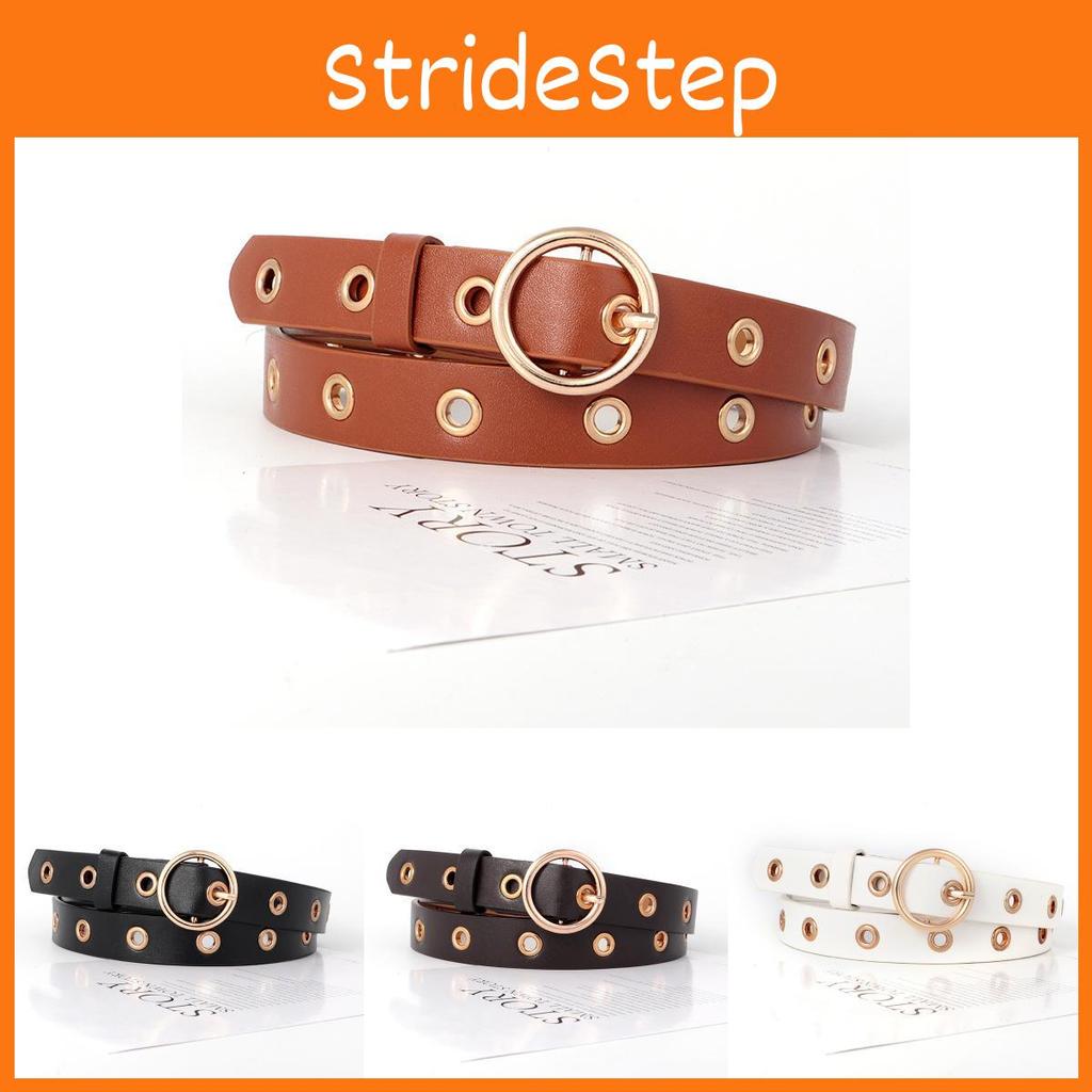 Leather Versatile Pu Belt For Women With Punching Detail And Buckle Metal