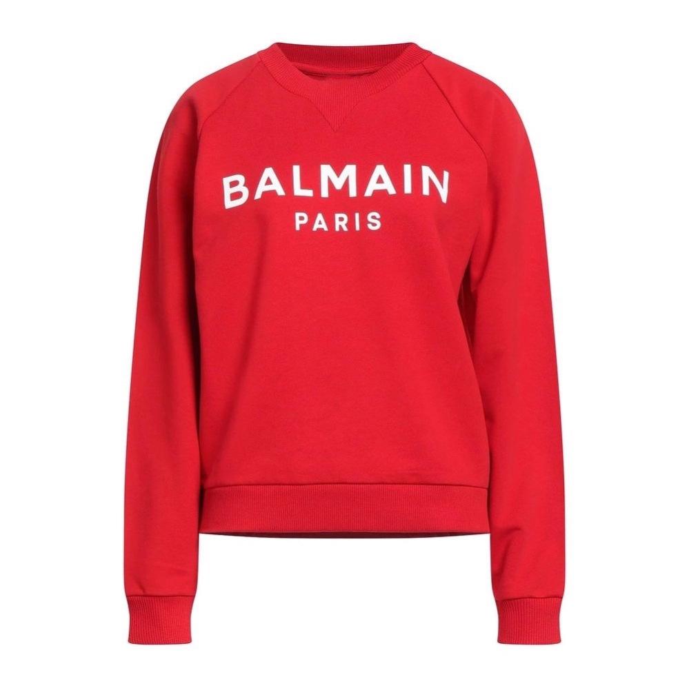 

Мужская свободная толстовка Balmain FW25 с круглым вырезом, длинным рукавом и логотипом, больших размеров XL красный