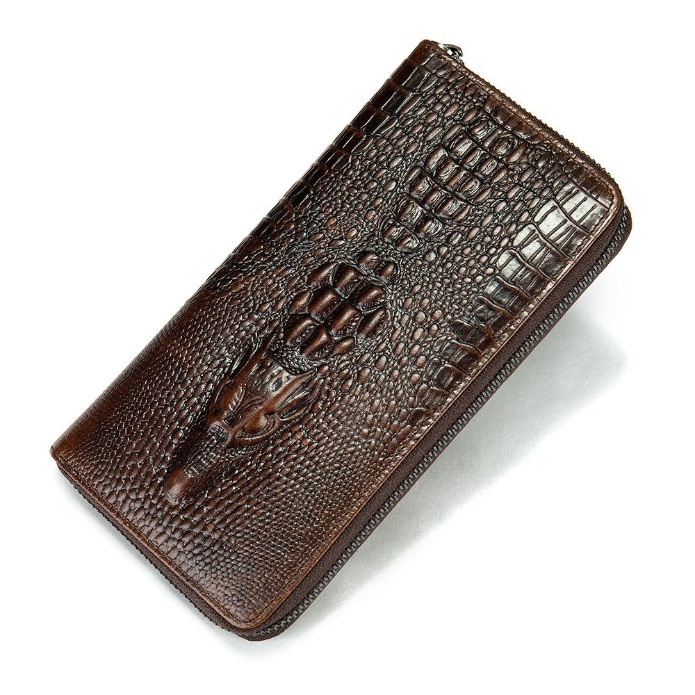 Long Wallet, Leather Alligator Pattern Business Multi-card Clutch Bag First Layer Cowhide Wallet Male
