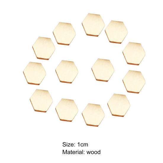 200Pcs 1cm Wooden Hexagon Handcraft Tags Pendant Decoration DIY Ornament Tool