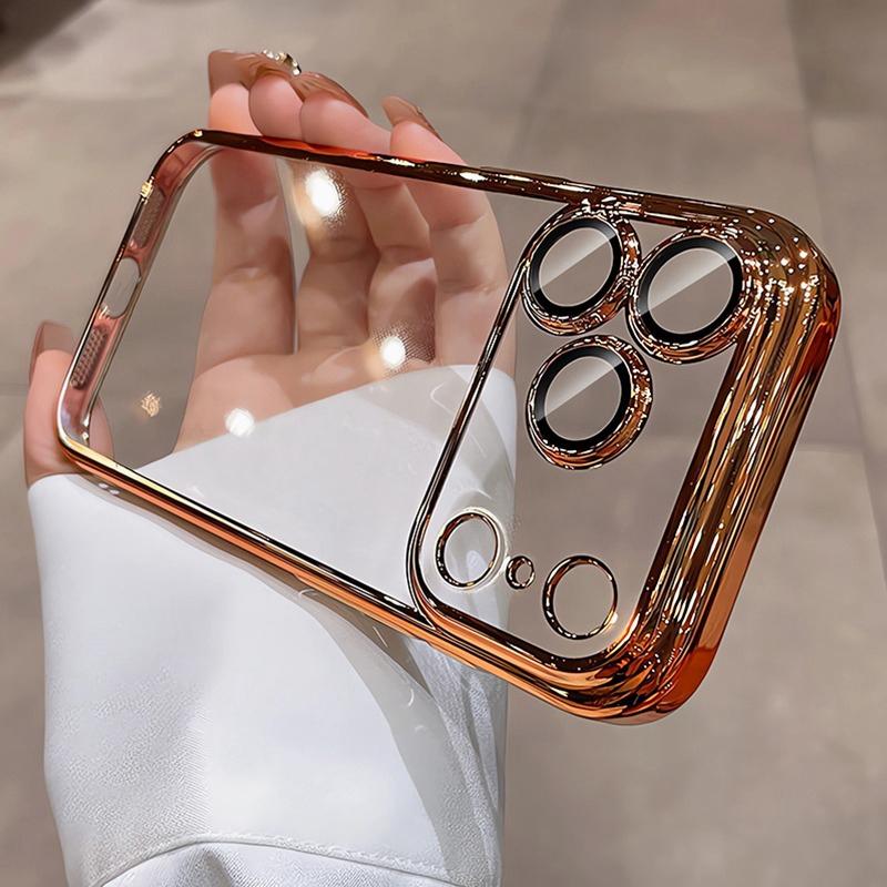 Soft Silicone Electroplated Transparent Phone Case For iPhone 11 12 13 14 15 16 17 Pro Max Plus Air Bumper Cases Cover