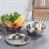 Premium Stainless Steel Kitchen Combo - 3-Piece Set with Slicing Basin, Draining Basket & Multi-Functional Strainer Bowl
