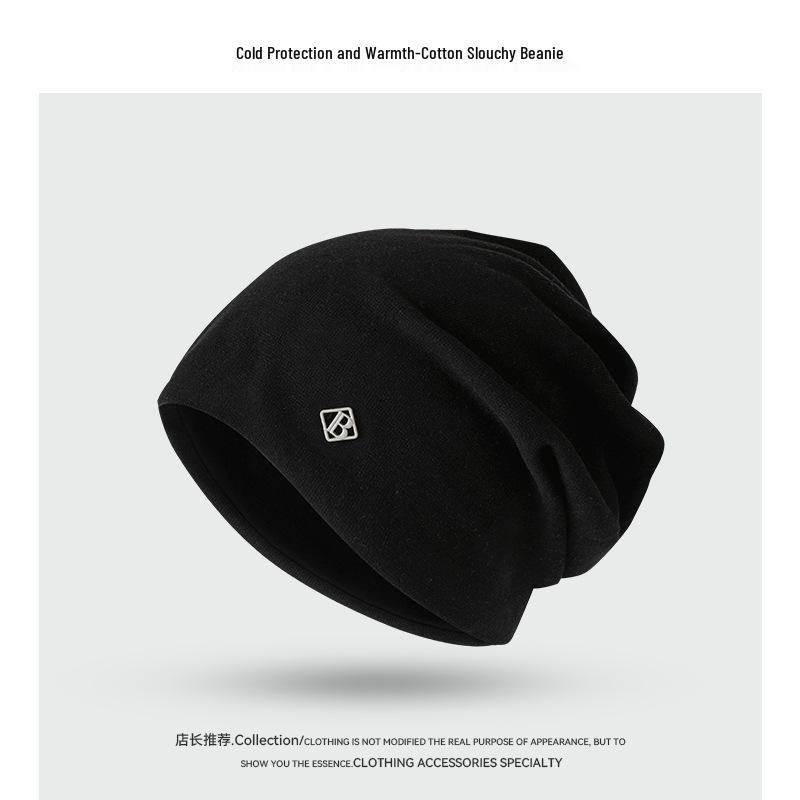 Korean Style Trendy Slouchy Beanie for Women and Men - Thin, Knitted, Youthful Fashion with Applique Design.