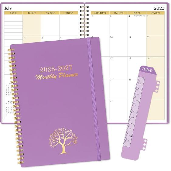 2025-2027 Monthly Planner, 2 Years Monthly Calendar, Jul 2025-Jun 2027, 7.4  x 10.2  24-Month Planner with Twin-wire Binding for School & Office, 7.4  x 10.2 (2025-2027) фиолетовый