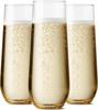 15 Stück BPA-frei 9oz Flöte Recycelbar Unzerbrechlich & Klarer Kunststoff Sektgläser Flöte Party Weinprobe Hochzeit Silvester