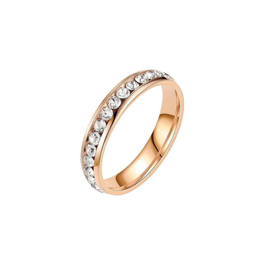 Niche Light Luxury Full Diamond Stainless Steel Women's Ring, Colorfast & Fashionable, Titanium Steel Band, Perfect for Couples