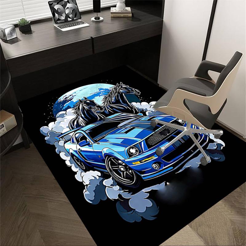 

1PC Car Horses Non-Slip Floor Carpet Compatible for Office&Living Room&Bedroom&Dining room - Soft & Pattern, Vibrant Colors-H0317 60cm by 90cm