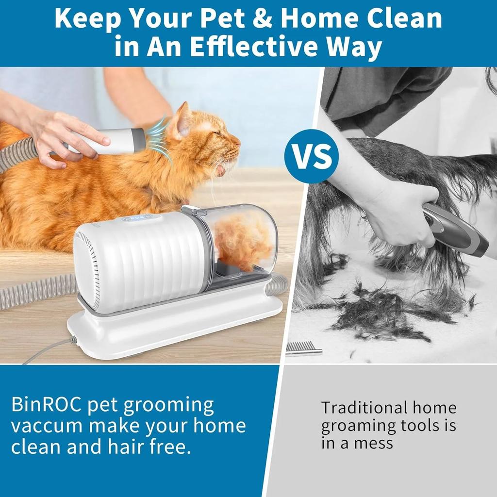Dog Grooming Kit Vacuum 99% Hair with Cleaning Tool in 1 with Dust Cup 4 Combs Hair Vacuum for Dogs Cats Low Noise Home Clean