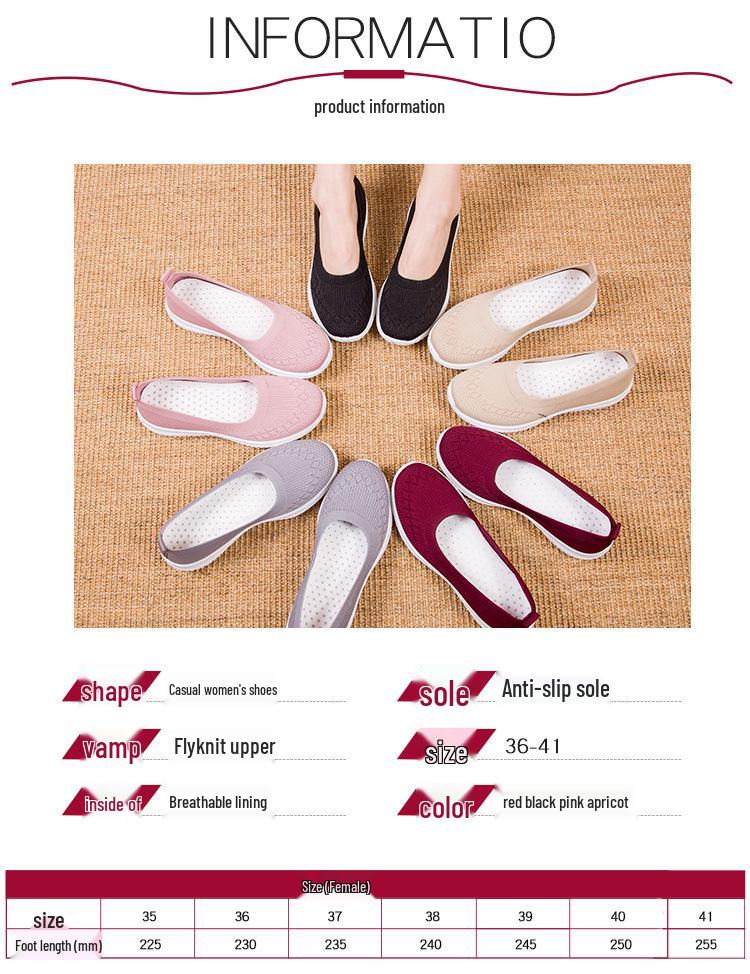 Women's Lightweight Mesh Slip-On Flats for Seniors