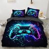 Game King Queen Duvet Cover 3D Black Game Handle Bedding Set for Kids Teens Boys Man Gamer Bedroom Decor Quilt Cover Pillowcase
