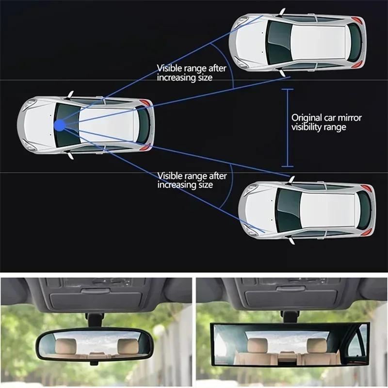 Universal Panoramic Car Interior Mirrors Rear View Mirror Wide Angle Rear View Mirror with Clip On Installation Rearview Mirror