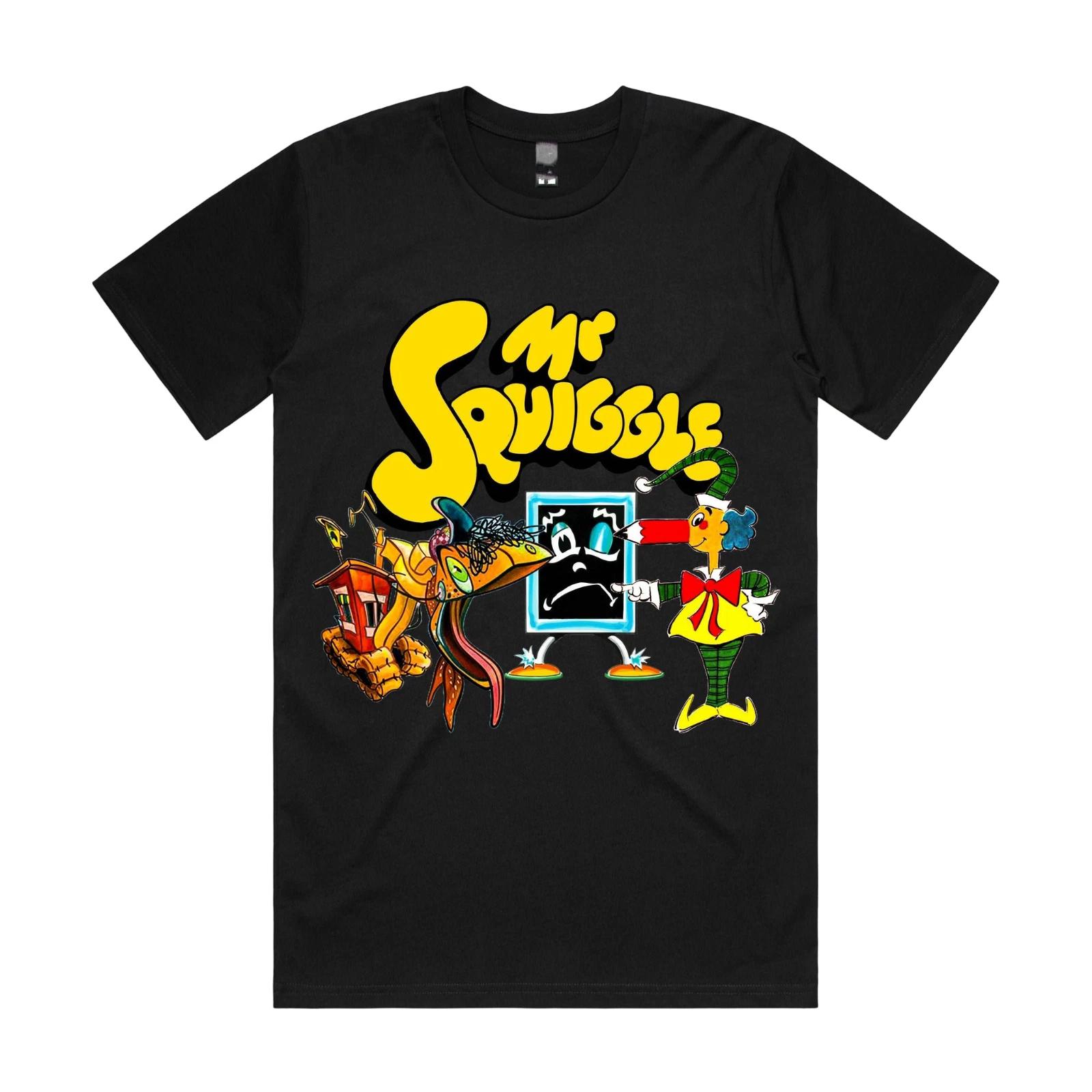 

Mr Squiggle and Friends! T-Shirt Made in Australia Black Unisex T-Shirt Short Sleeve Men Women Summer Crew Neck Cotton Tee 4XL