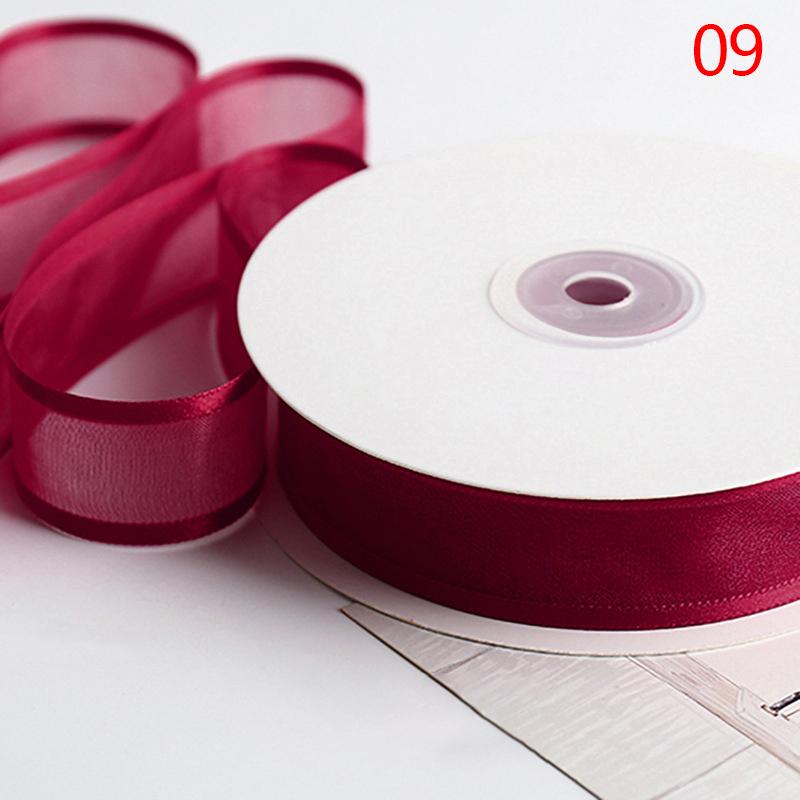 

25 ярдов/рулон 2,5 см прозрачная шифоновая лента атласные ленты для упаковки подарков украшения свадебных букетов праздничных венков кружева