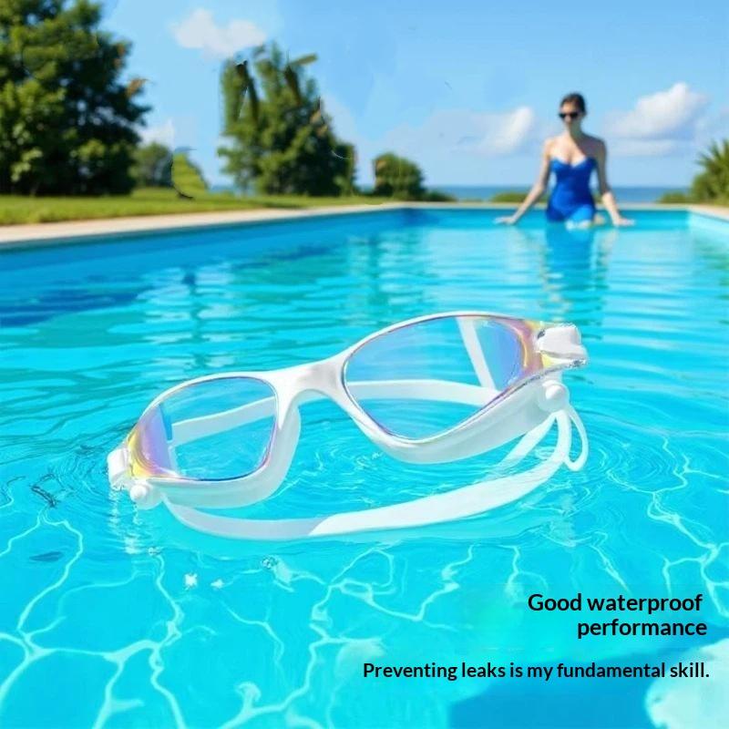 Adult Swimming Goggles Anti Fog HD Waterproof Oversized Frame Adjustable Strap for Men Women Beach Swim