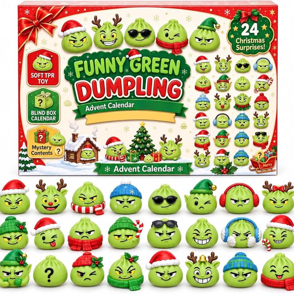 Kerst Adventskalender 24 Dagen Mysterieuze Dumpling Doos Squishy Fidget Speelgoed Schattig Stressverlichtend Sensorisch Speelgoed Cadeaus voor Kinderen en Volwassenen Feestelijke Party