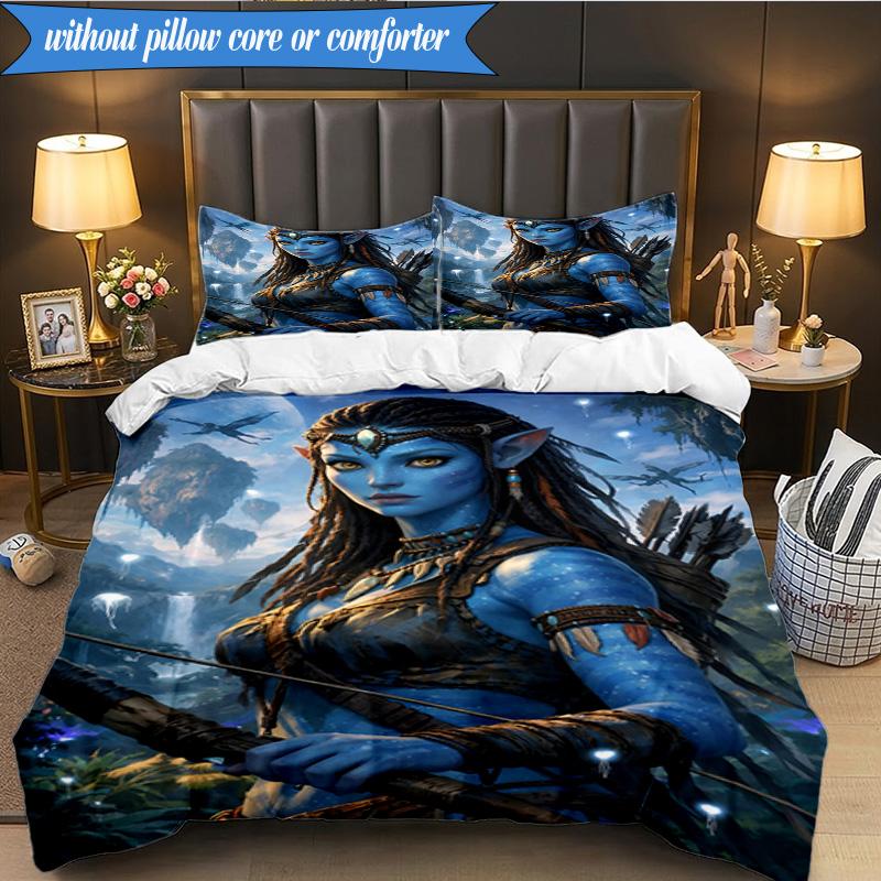 3-teiliges Ava-tar Abenteuer Bettwäsche-Set, Enthält 1 Stück Bettbezug und 2 Stück Kissenbezüge. Perfekt für Schlafzimmer, Wohnheim, Weihnachtsgeschenk für Fans