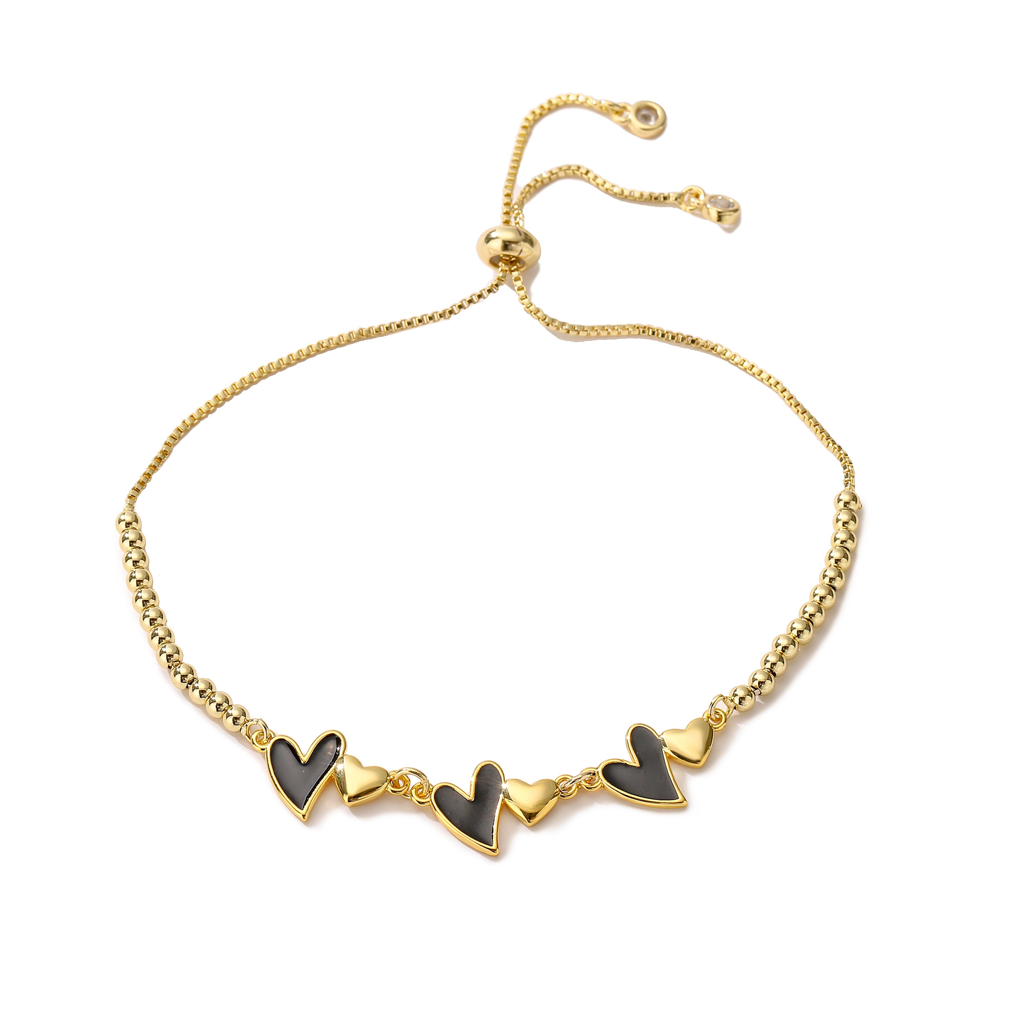 

HECHENG,charms heart bracelet for women bangles beads femme gifts for women female brass Zircon bracelet friendship bracelet чорний