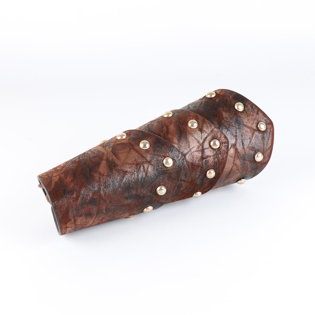 UYEE Mittelalter Wikinger Krieger Leder Armschutz Steampunk Pelz Elf LARP Kostüm für Männer Frauen Nieten Armschutz Halloween Zubehör