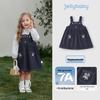 JELLYBABY Girls' French Embroidered Denim Suspender Skirt