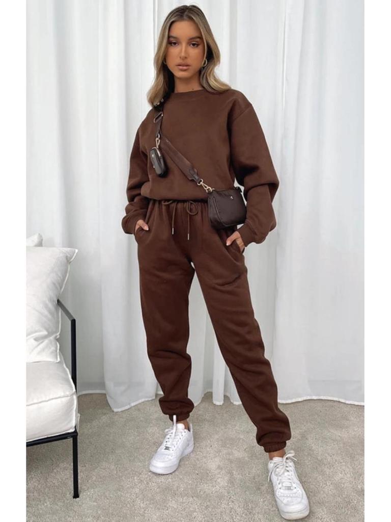 European Winter Women's Printed Hoodie & Pants Set