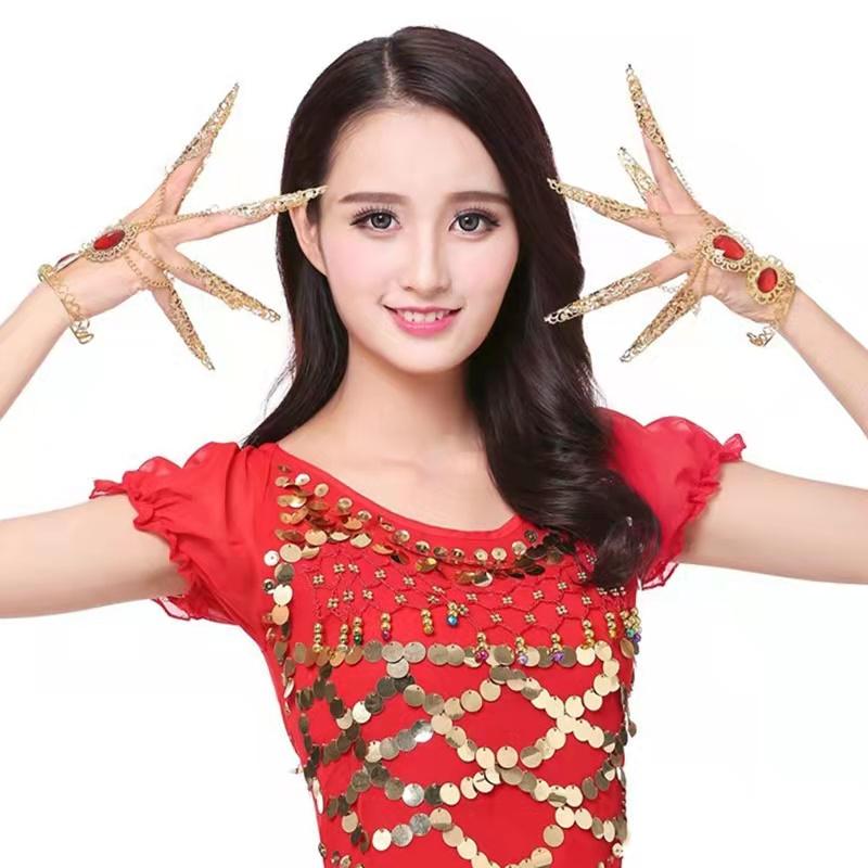 1 Stück Bauchtanz-Finger für Damen und Mädchen, indischer Thai-Finger, goldener Schmuck