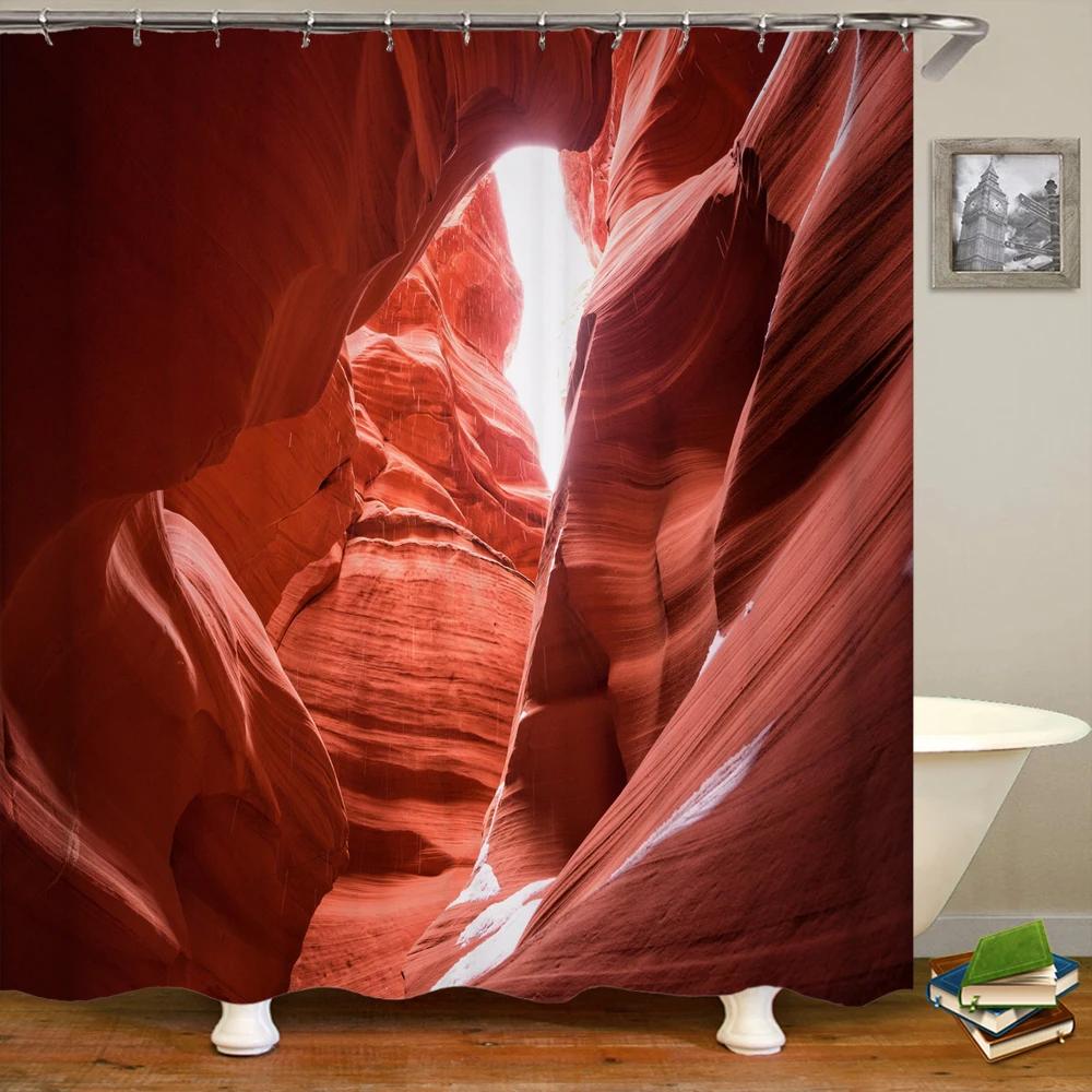 

Beautiful Canyon Cave Scenery Shower Curtain 3D Printed Bathroom Curtains Waterproof Fabric Polyester Bath Screen With 12 Hooks W60H190(CM)-1 Pcs