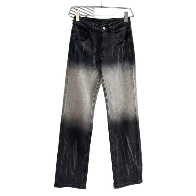 Summer new personalized tie-dye gradual change design washed jeans trend loose trousers