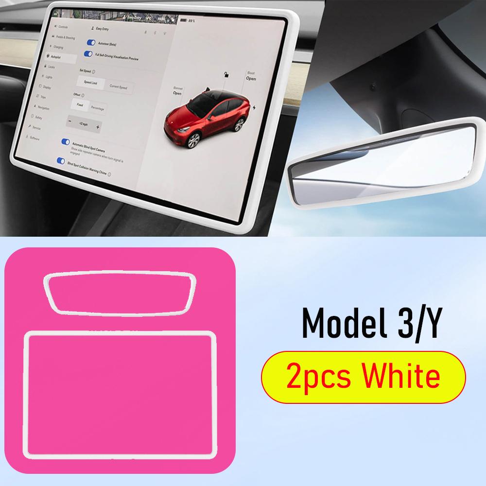 Protector Trim Frame for Tesla Model 3 Y Juniper Screen Edge Frame Rearview Mirror Cover Center Console Protective Accessories