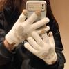 Autumn Winter Faux Mink Velvet Cat Paw Touchscreen Gloves - Korean Style, Thickened & Warm for Students, Cycling, Learning