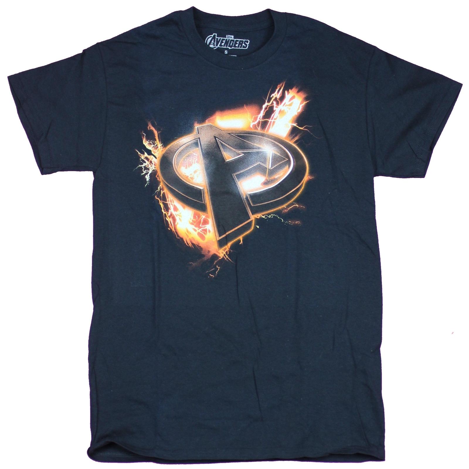 The Avengers Adult New T-Shirt - Flaming Slanted Electrified Team Logo XL