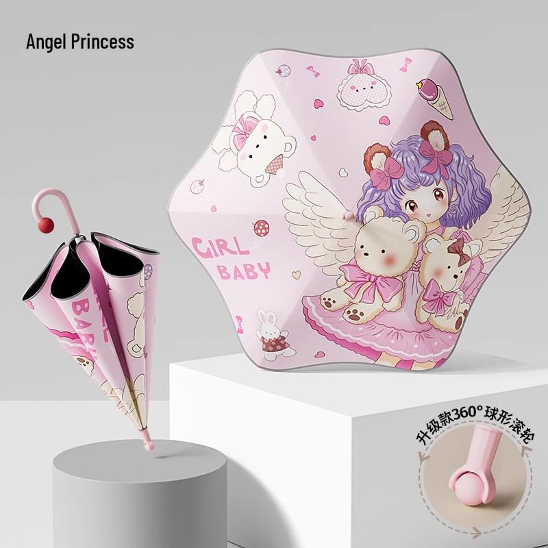 Großer Kinder-Doppelpersonen-Regenschirm für die Schule, wasserdicht, mit langem Griff