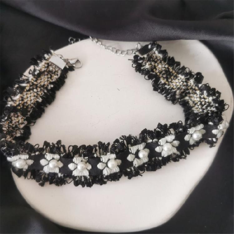 Vintage Small Flower Pearl Neckband Choker Necklace Clavicle Chain Necklace