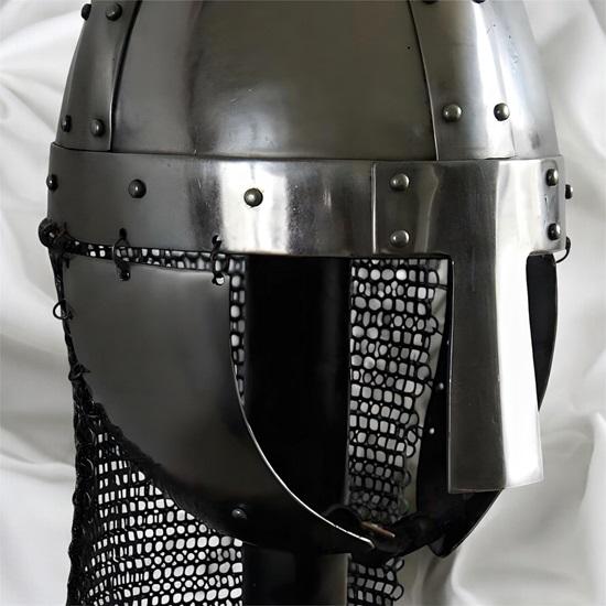Medieval Viking Norman Nasal Helmet with LARP Chainmail and Renaissance Armor