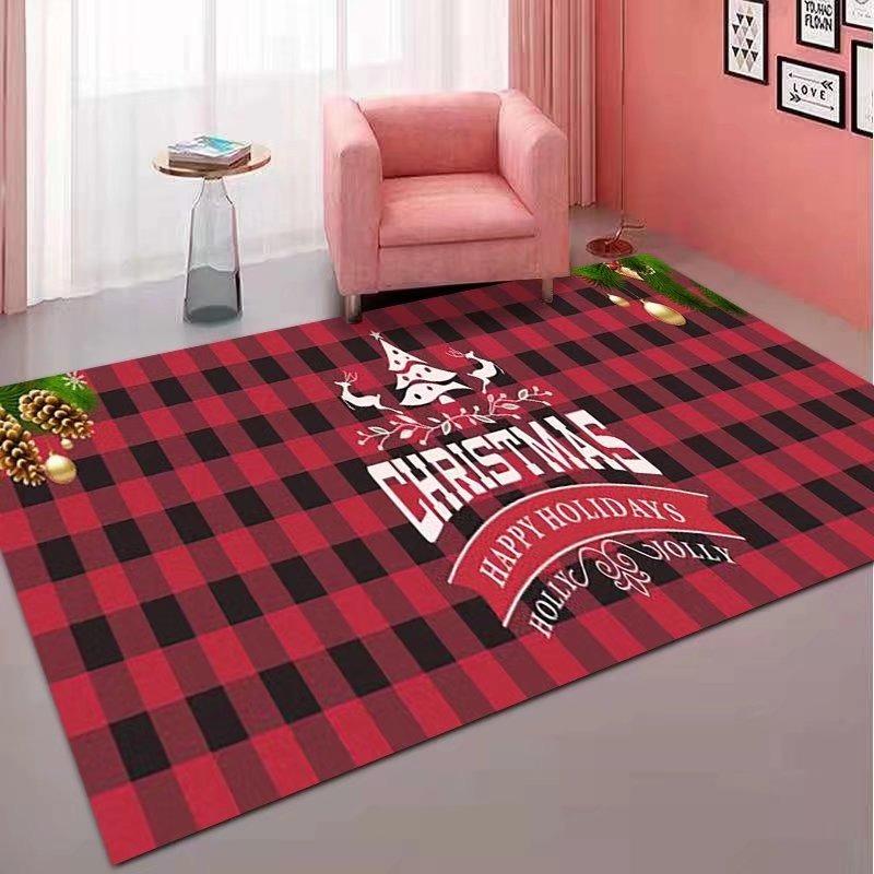 Christmas Carpet Living Room Red Room Decor Bedroom Area Rug Festival Decoration Home New Year's Decor Floor Mat Washable Gift