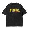 Vintage Washed Oversized TShirt InvincibleSuperhero Print Cotton Casual Short Sleeve Retro Streetwear Tee for Men Women