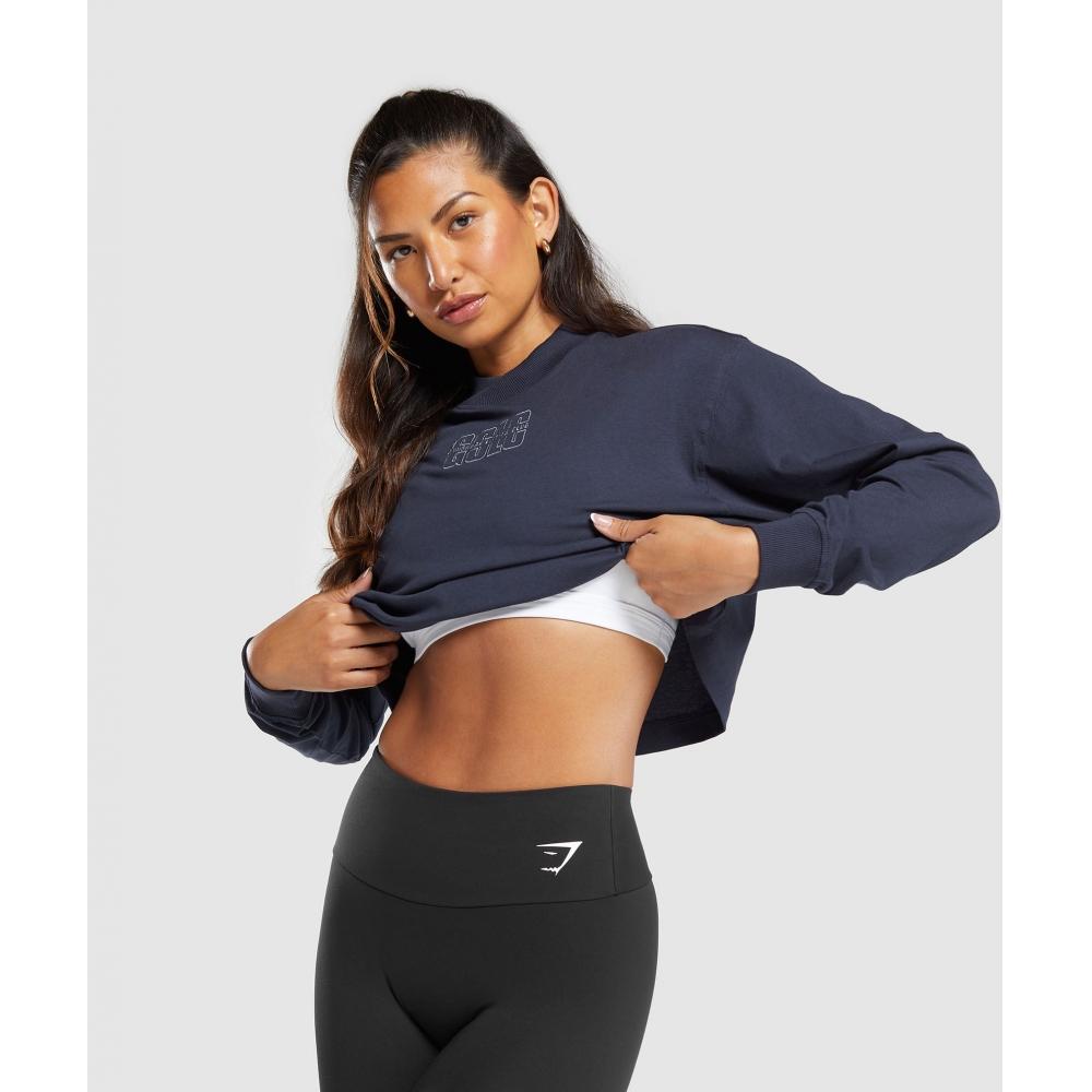 Gymshark Outline Oversized Top Heavy Blue B6a3g Uctn