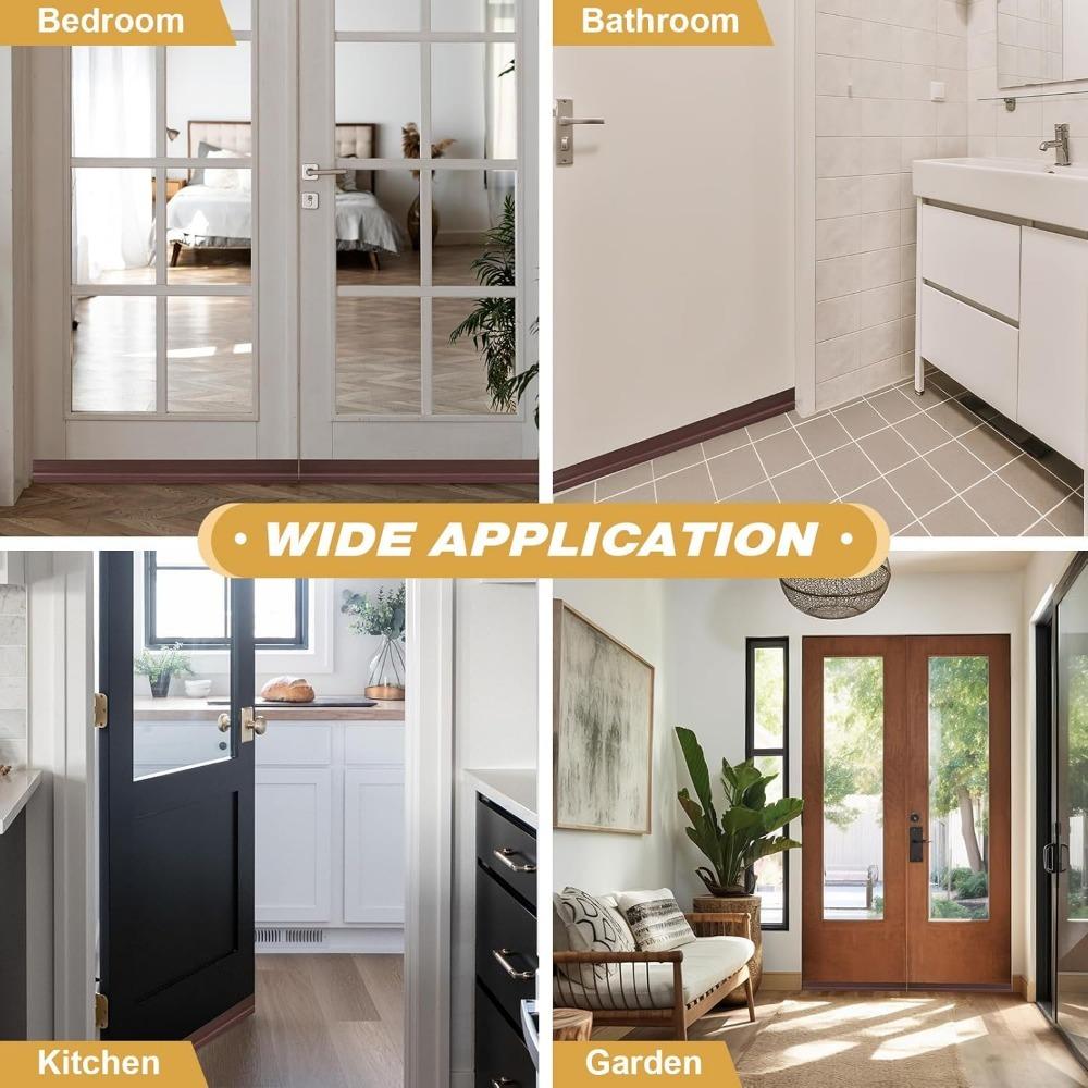 1M Door Bottom Sealing Strip TPE Flexible Cuttable Easy Installation Sliding Window Weather Stripping Triple Soundproof Strip