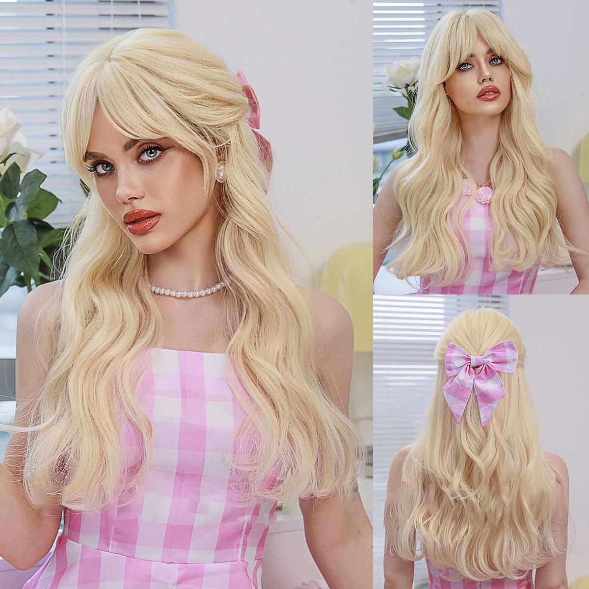 

Женский парик с имитацией русалки на Хэллоуин, длинный вьющийся парик, полный головной убор, красивый декоративный парик 60cm 23.62 Inch золотой