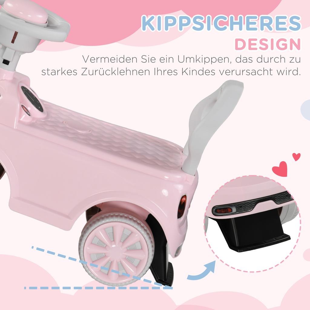 Foot To Floor Ride On Car Sliding Car W/ Air Horn, Anti-Over-Backwards, 18 To 36 Months - Pink