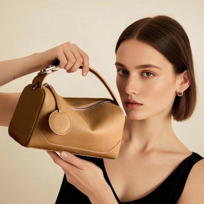 Oberleder Damen Tasche Mode Echtes Leder Boston Tasche Vielseitig Trendig Handtasche Umhängetasche