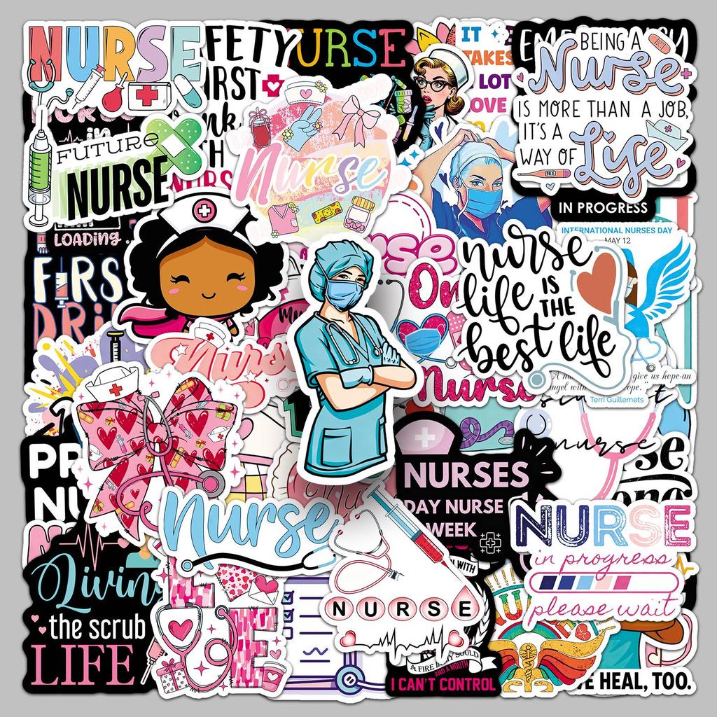 50 Nurse's Day White-Coat Angel Stickers - Cartoon Graffiti Waterproof Festival Decorations for Phone Cases