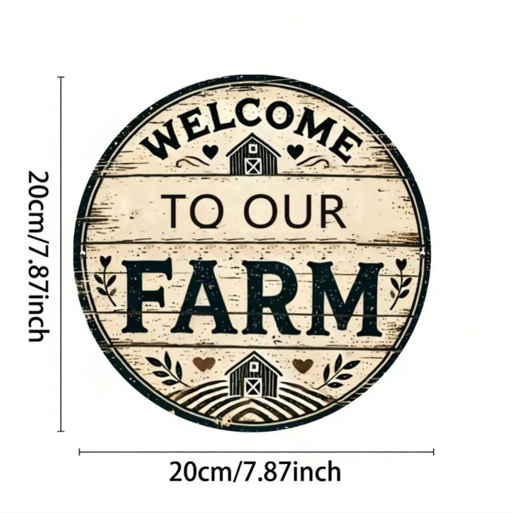 Винтажная Круглая Алюминиевая Настенная Декорация Знак «Добро Пожаловать на Ферму» Подарок 20x20