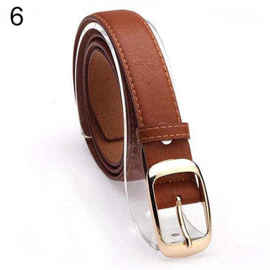 Women Fashion Paint Waist Belt Faux Leather Alloy Buckle Casual Waistband Strap