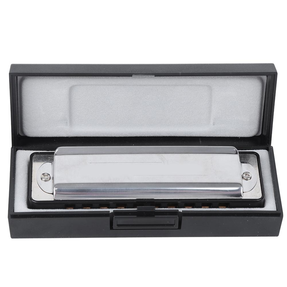 10‑Hole Harmonica Blues C Key Harp Wind Musical Instrument Beginner Practice AM‑20DBlack